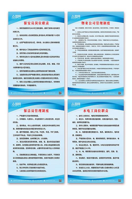 蓝色简约物业管理条例制度海报